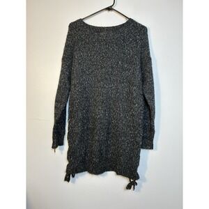 Dreamers Sweater Sz Large Gray Tunic Lace Up Sides Classic Goth Grunge